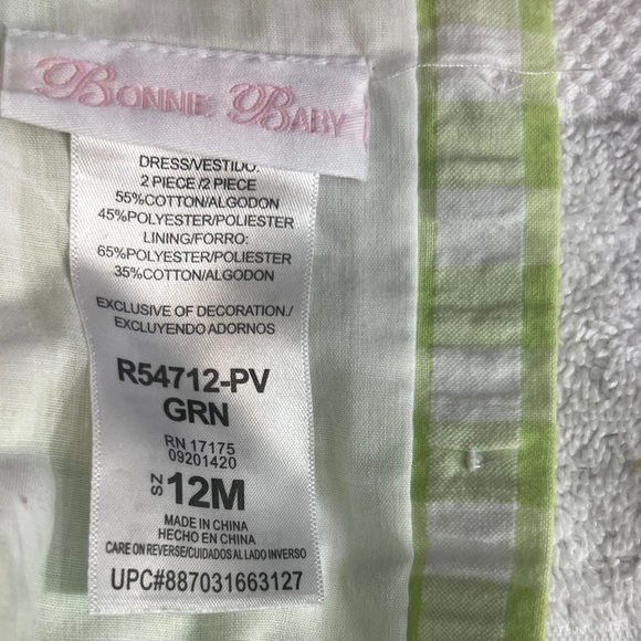 Bonnie Baby Green Gingham Dress - Picture 3 of 4